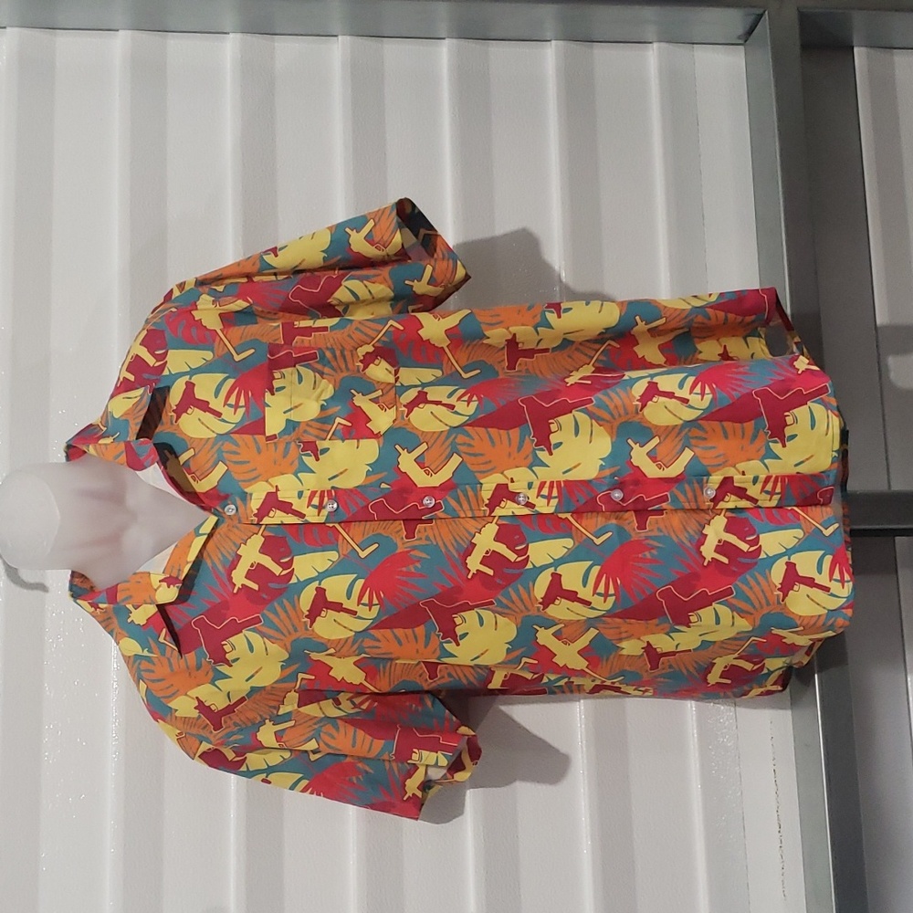 Men's Tropical Short Sleeve Button-Down Shirt - Vibrant Multi